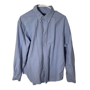 Ralph Lauren Button Down Mens XL Blue Micro Check Classic Fit Long Sleeve Shirt